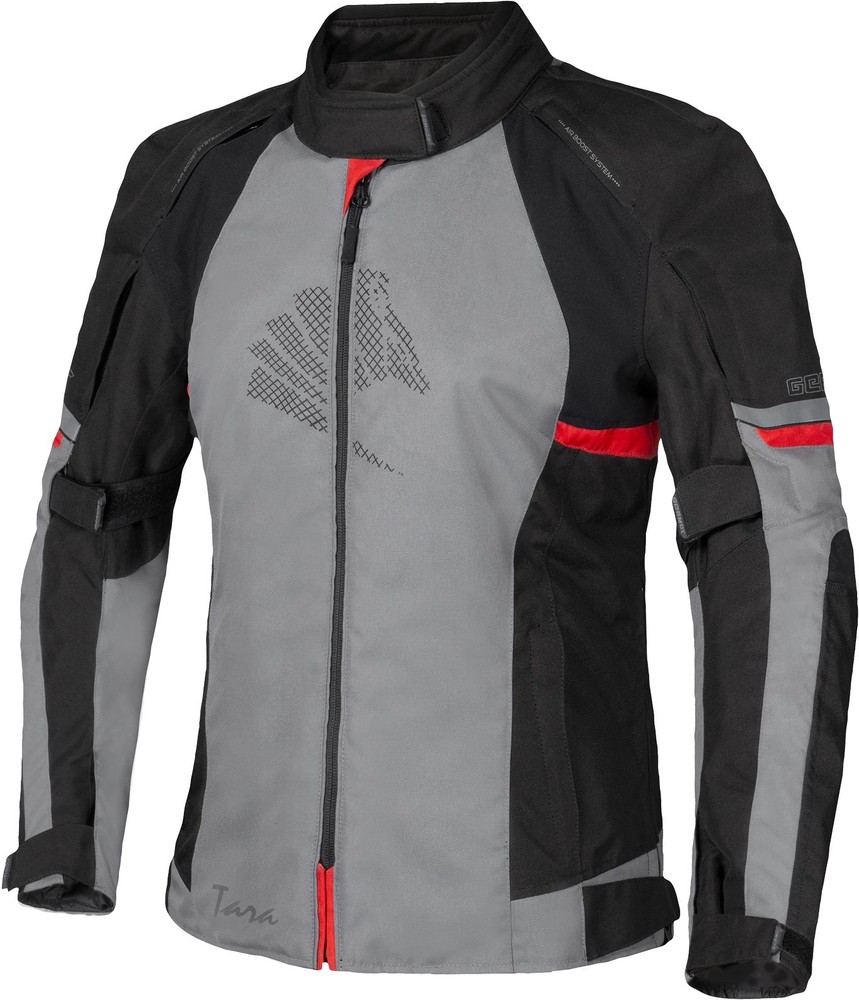 GermotMotorradTextiljackeTaraDamenHellgrauSchwarzRot