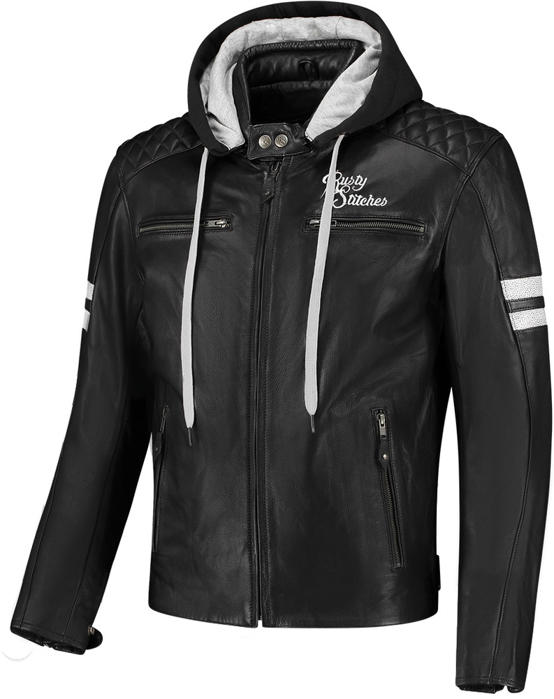 RustyStitchesMotorradJackeJariHoodedV268358BlackWhite-S