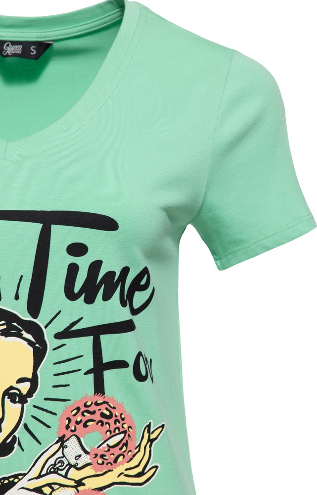 QueenKerosinDamenBasicT-ShirtVHalsNoTimeQKU41016