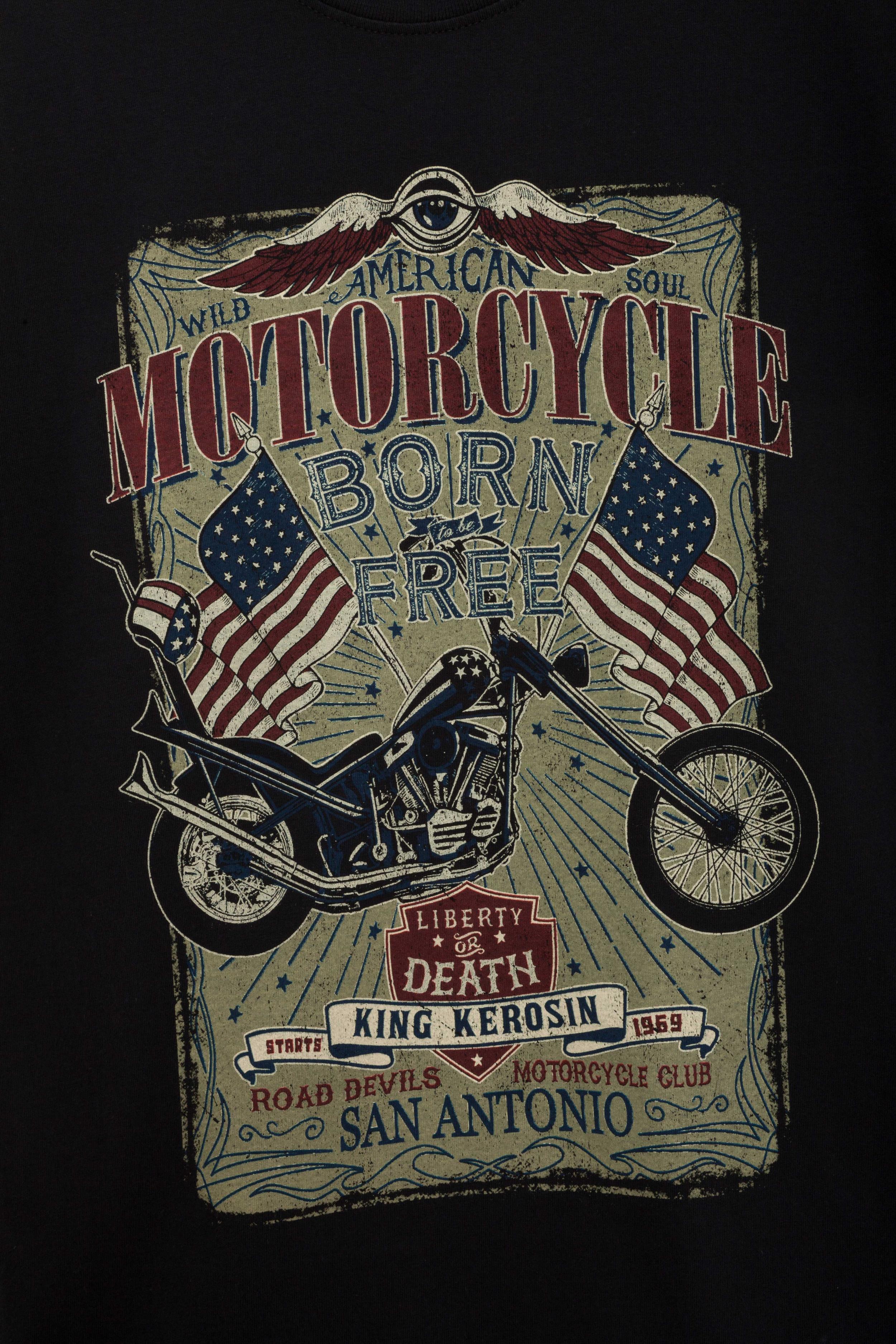 KingKerosinT-ShirtBornToBeFreeBlack