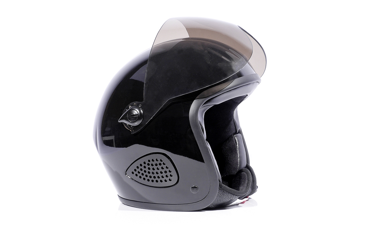 BoresMotorradHelmGenslerKultJethelmmitVisieruTextilInnenfutterglnzendBlack