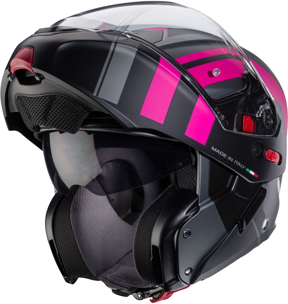 CabergMotorradKlapphelmHorusXRoadMatt-GunMetallicSchwarz-Fuchsia-XS