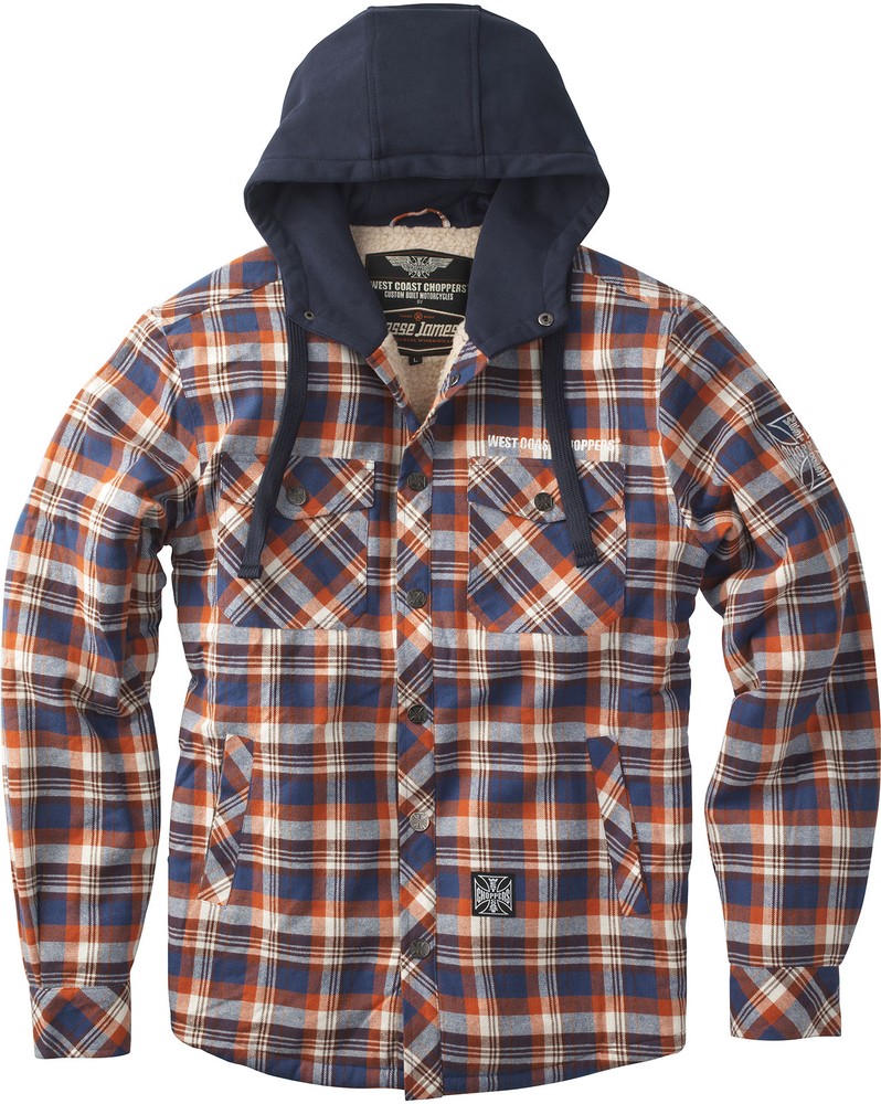 WCCWestCoastChoppersFlannelJacketSherpaLined-BrownOrange-XL