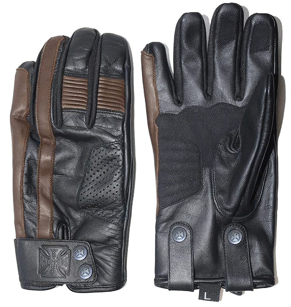 WCCWestCoastChoppersMotorradLederHandschuhGrungeTobaccoBrown