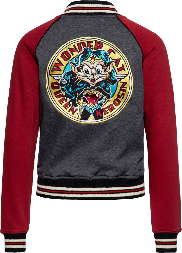 QueenKerosinDamenCollegeSweatJacketWonderCatQKI34003