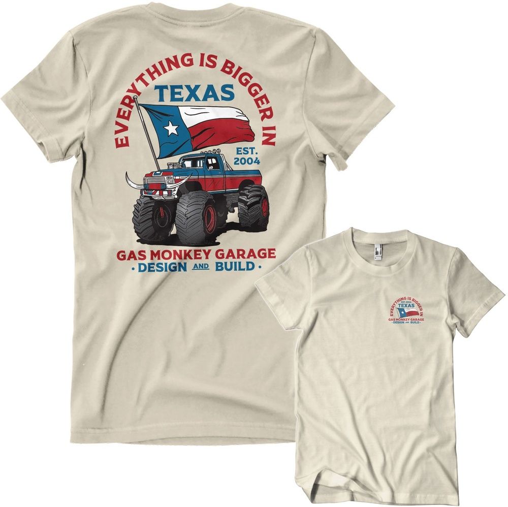 GasMonkeyGarageEverythingIsBiggerInTexasT-ShirtGMG-1-GMG101-H94-14Khaki-S