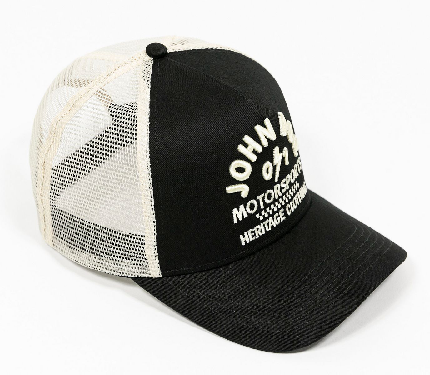 JohnDoeCapTruckerHatBlackWhite