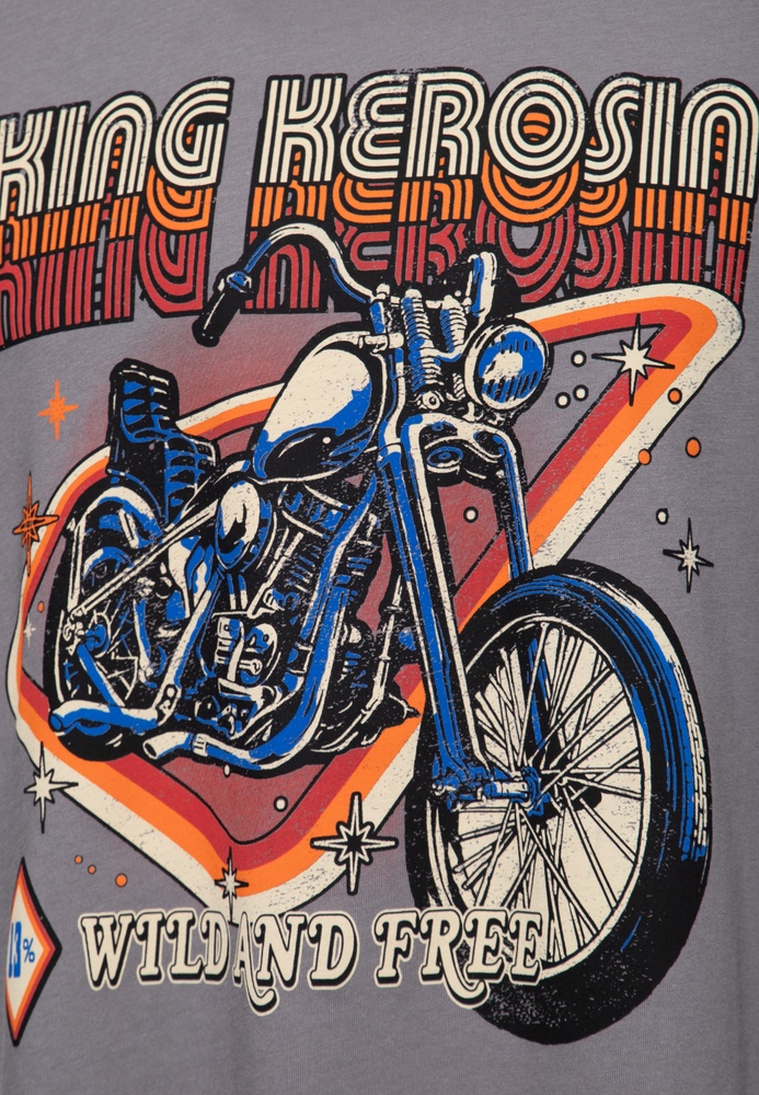 KingKerosinT-ShirtClassicWildAndFreeKKU41068SteelGrey-S