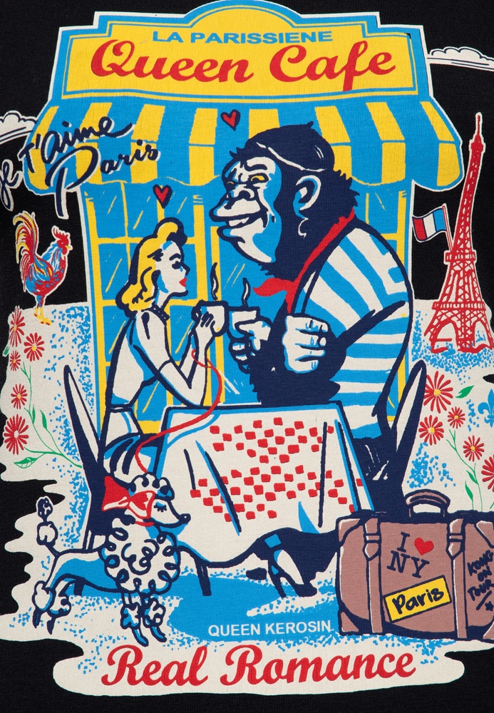 QueenKerosinDamenVintageContrastT-ShirtQueenCafeQKU41002