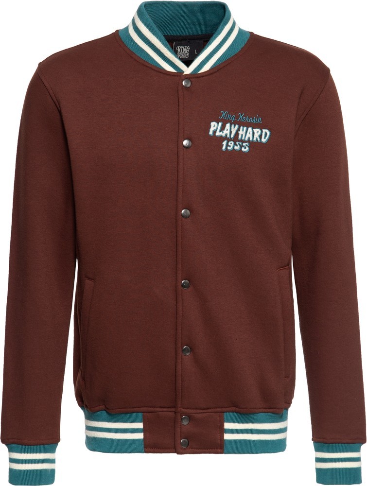KingKerosinPlayHardCollegeSweatJackeBrown