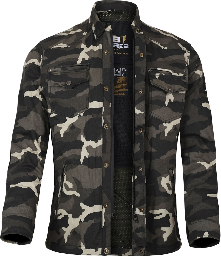 BoresDamenMotorradshirtMilitary-JackDamen-Premium-ArmySchwarzCamouflage