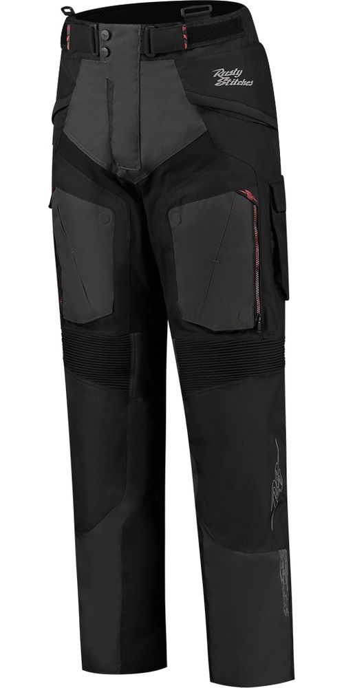 RustyStitchesMotorradHosePantCliff68371BlackGreyRed-S