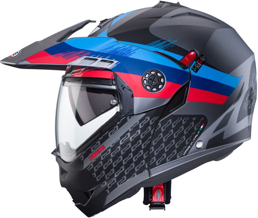 CabergMotorradKlapphelmTourmaxXSarabeMatt-GunMetallicSchwarz-Blau-Rot-XS