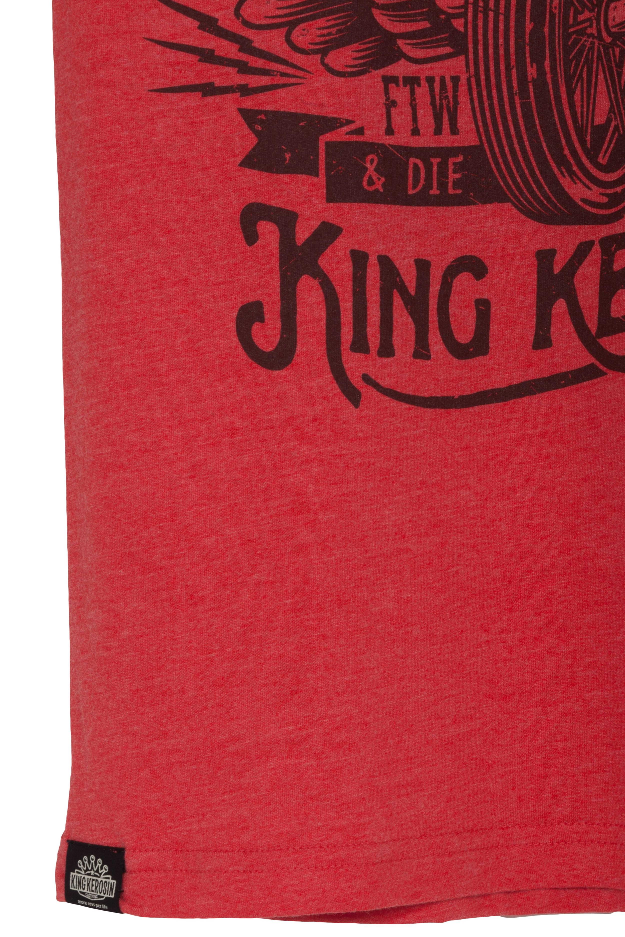 KingKerosinT-ShirtRideFastV-NeckRed