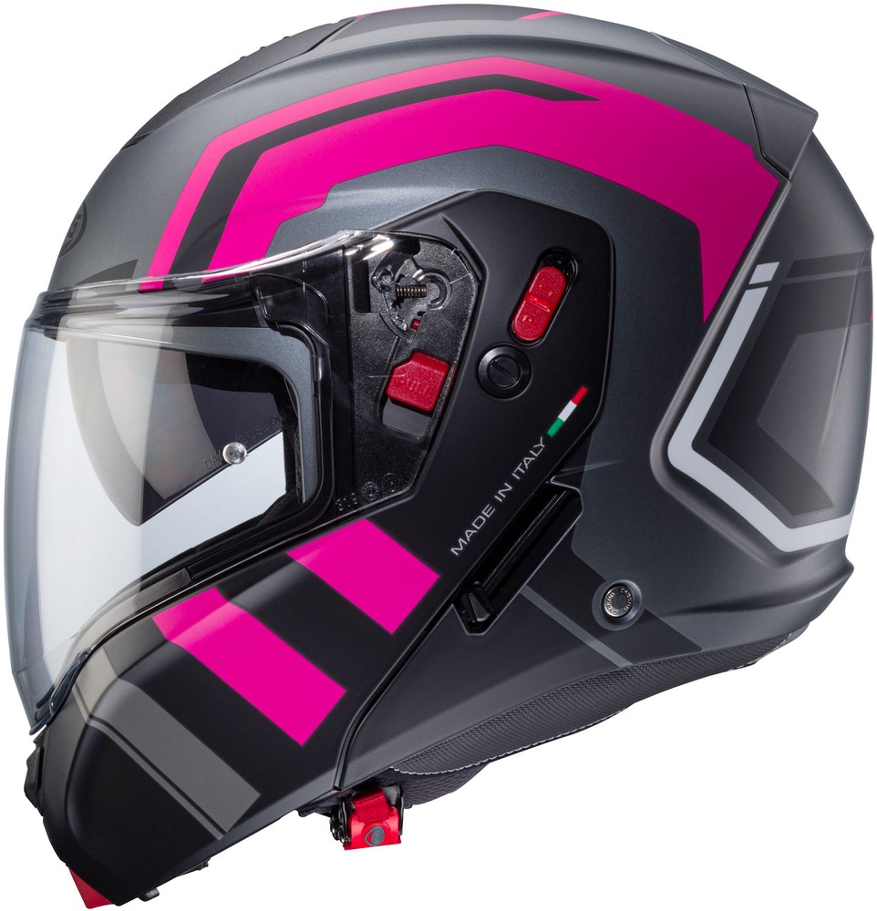 CabergMotorradKlapphelmHorusXRoadMatt-GunMetallicSchwarz-Fuchsia-XS