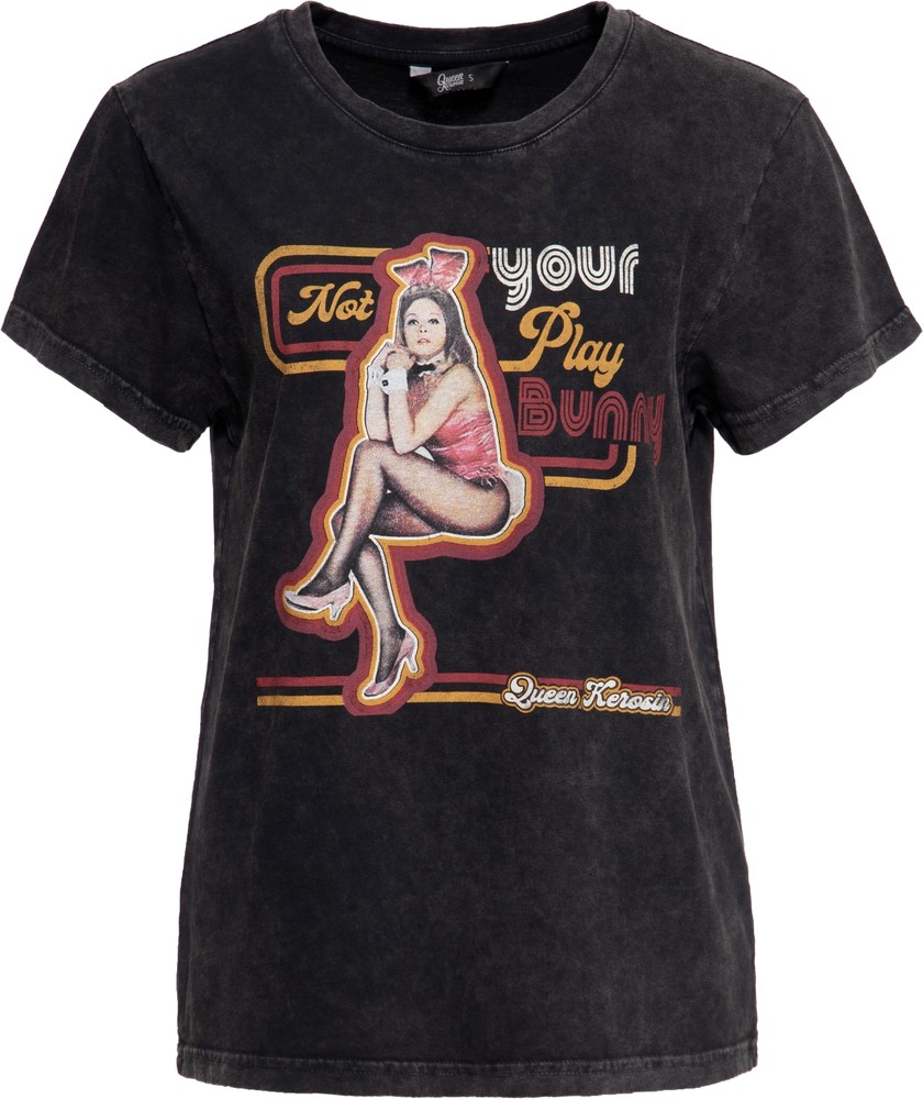 QueenKerosinAcidwashedBoyfriendT-ShirtQKI21014Schwarz