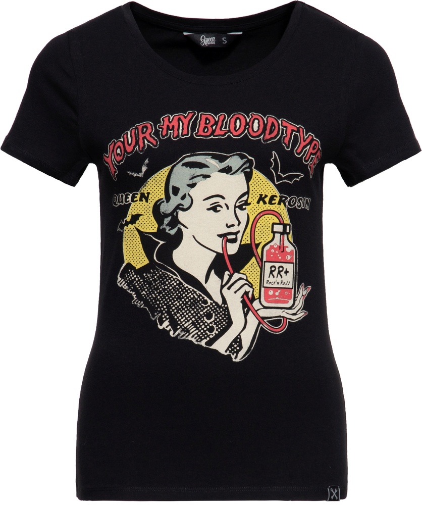 QueenKerosinDamenBasicT-ShirtYourMyBloodtypeQKI31003