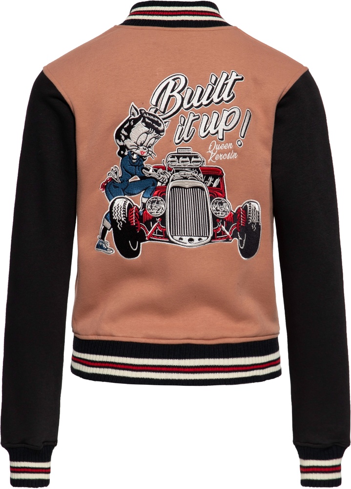 QueenKerosinDamenCollegeSweatJacketBuiltItUpQKI34002Latte-XS