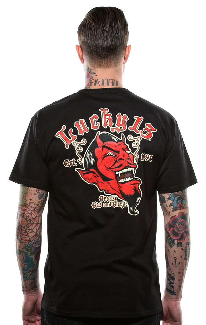 Lucky13T-ShirtGreaseGasGloryBlack