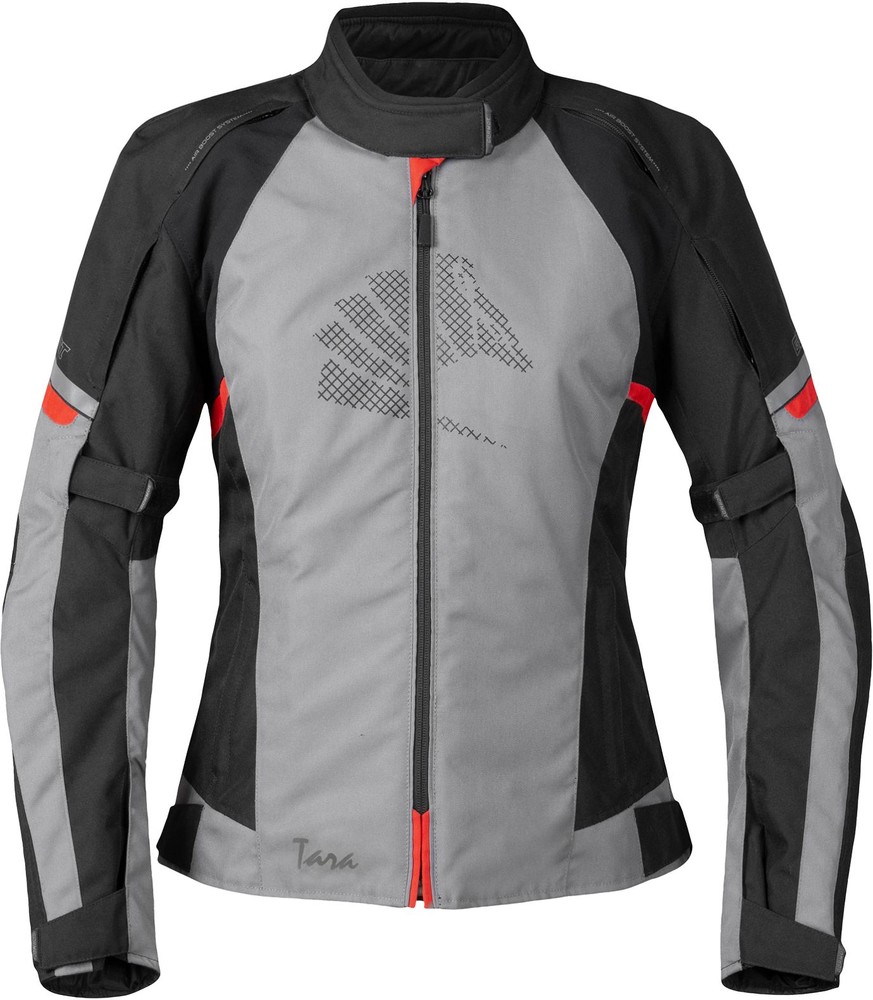 GermotMotorradTextiljackeTaraDamenHellgrauSchwarzRot