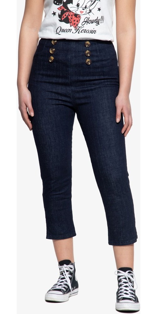 QueenKerosinDamenHighWaistCapriJeanshose