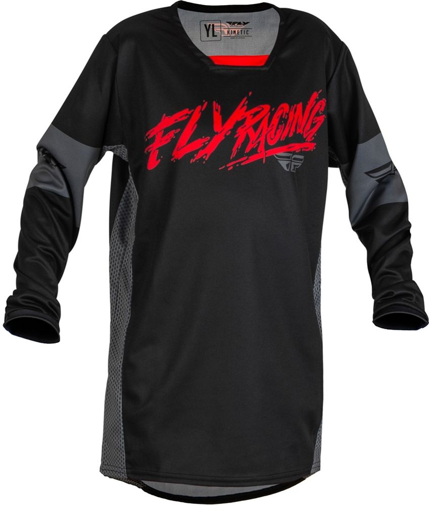 FlyRacingKinderOffroadShirtMX-JerseyKineticYouth70202BlackRedGrey-YL
