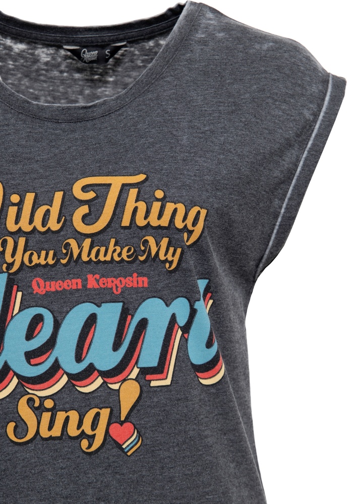 QueenKerosinDamenEnzymwashT-ShirtWildThingQKI41012
