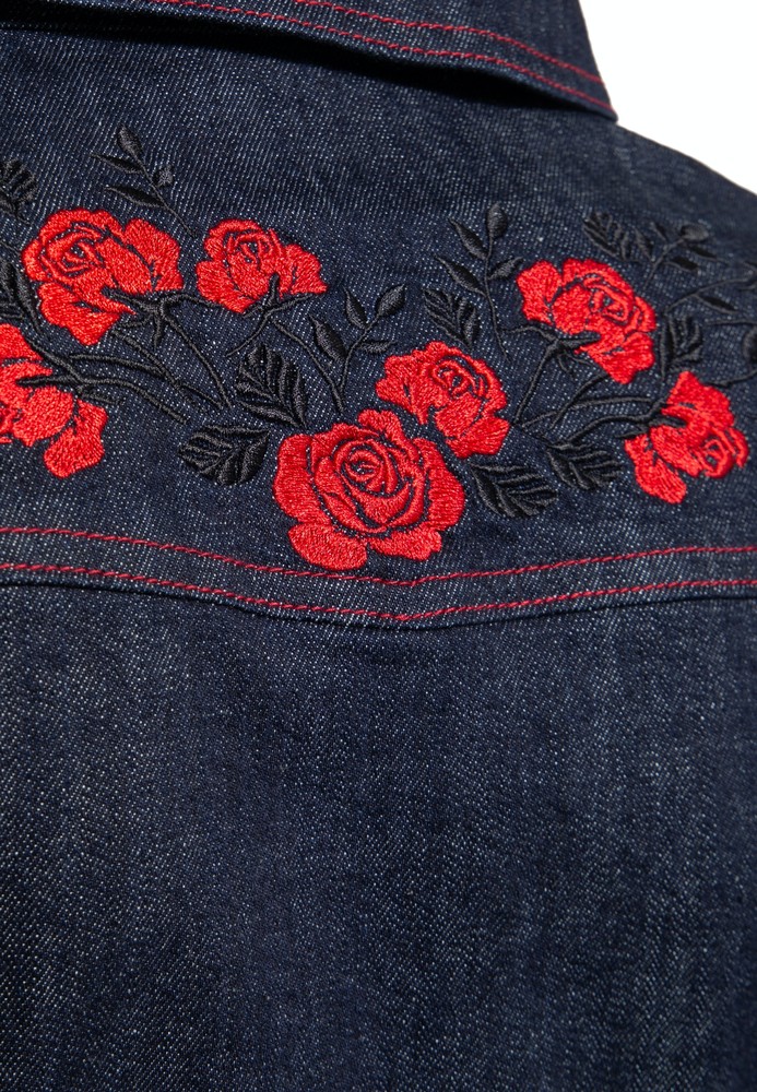 QueenKerosinDamenRosesWesternOverallDenim
