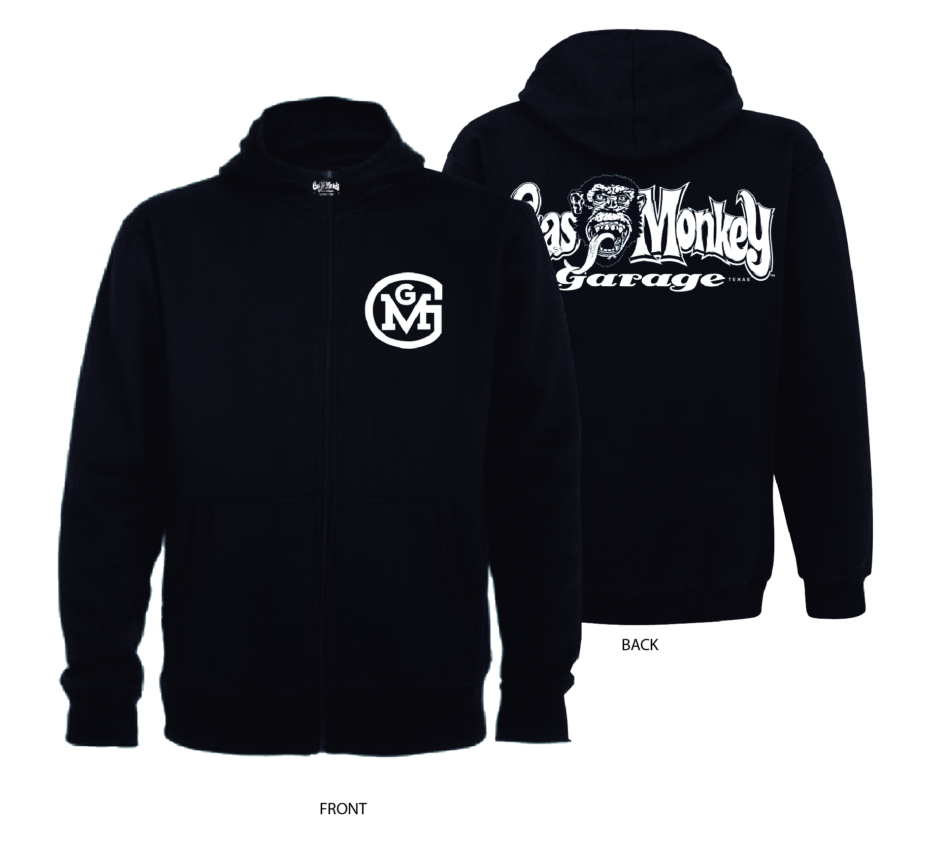 GasMonkeyGarageHoodieOGLogoZipBlack
