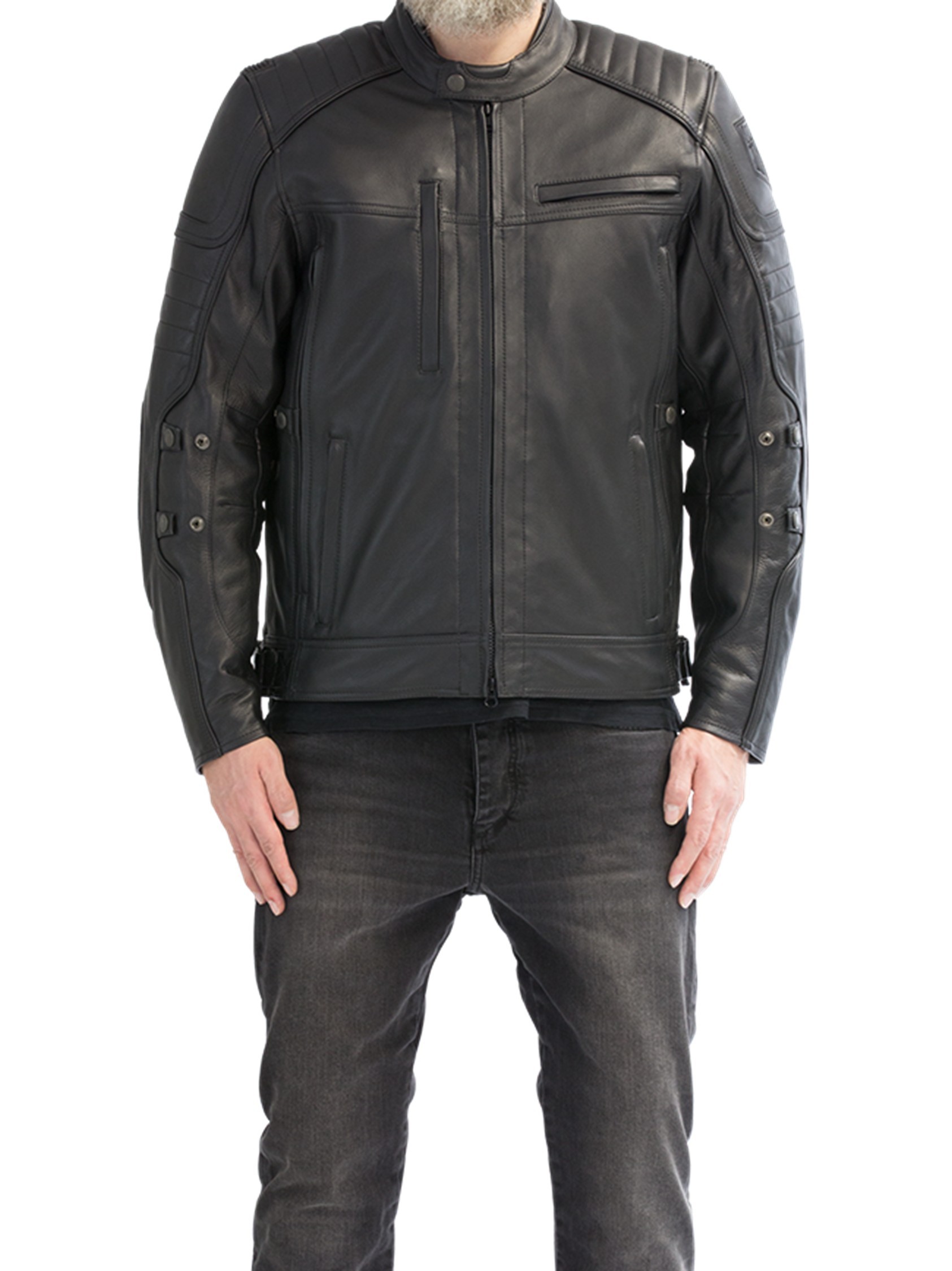JohnDoeMotorradJacketTechnicalLeatherJacketwithBlack