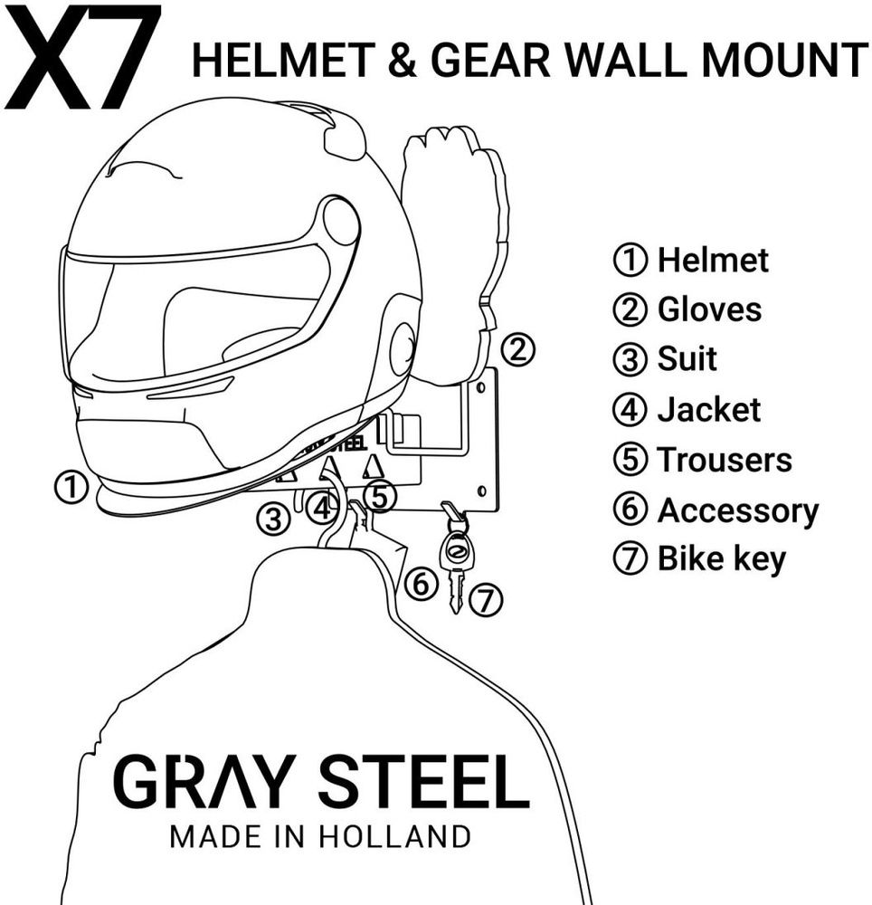 GraySteelWandhalterungGraySteelX7HelmetGearWallMount35100