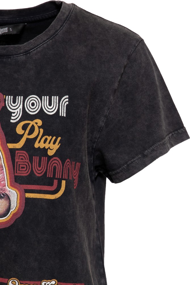 QueenKerosinAcidwashedBoyfriendT-ShirtQKI21014Schwarz