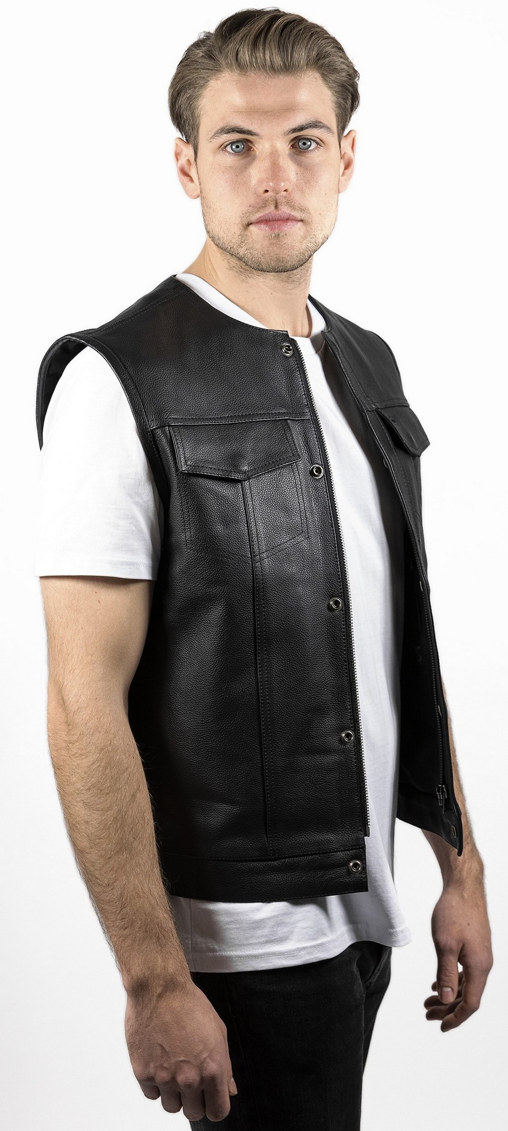 JohnDoeMotorradWesteLeatherVestBlack