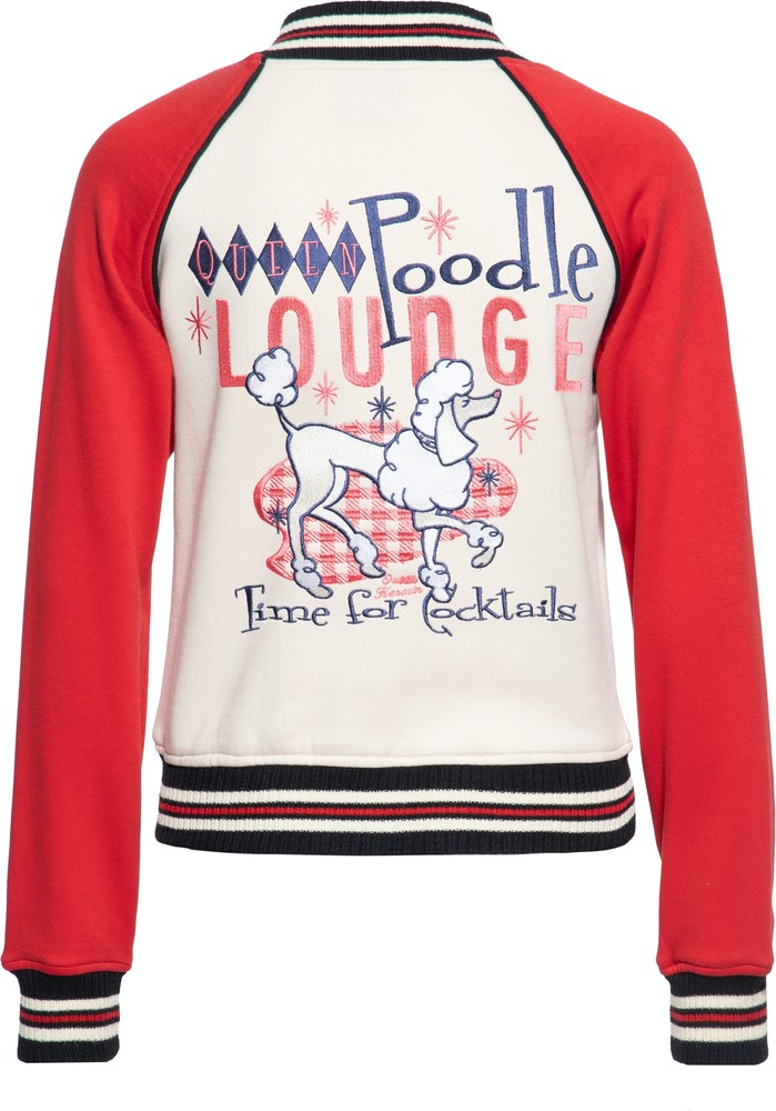 QueenKerosinDamenPoodleLoungeCollegeSweatjackeRot-3XL