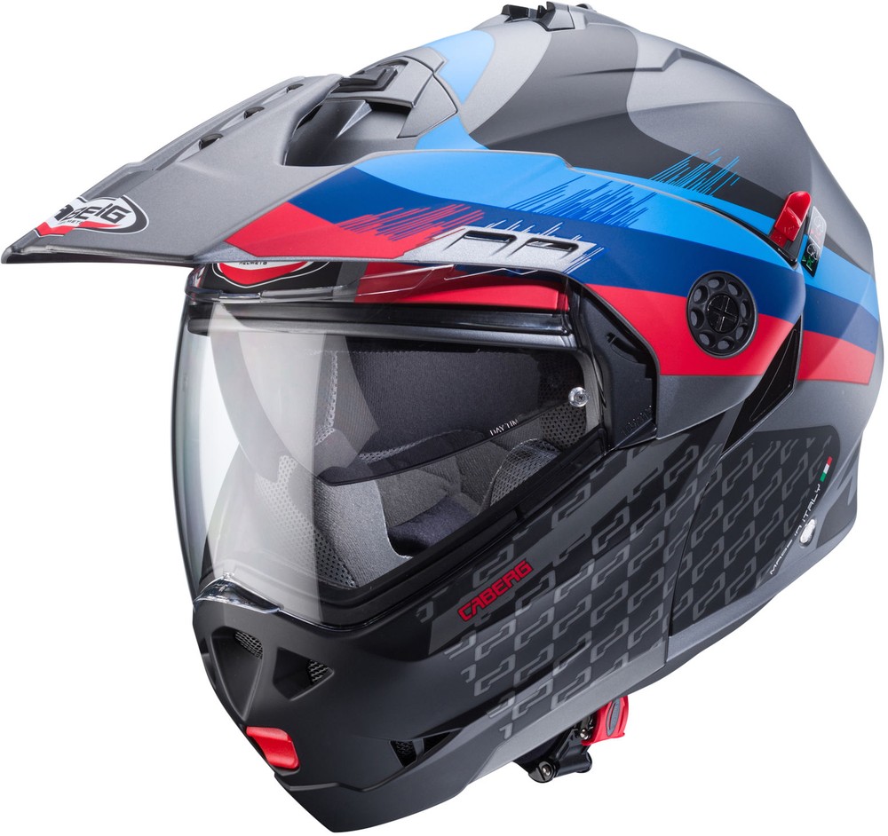 CabergMotorradKlapphelmTourmaxXSarabeMatt-GunMetallicSchwarz-Blau-Rot-XS