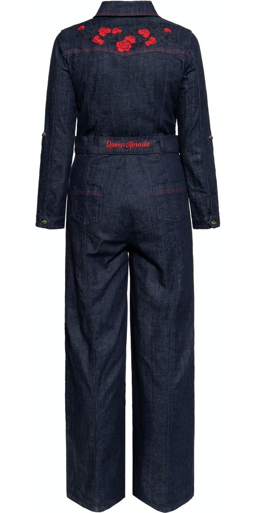 QueenKerosinDamenRosesWesternOverallDenim