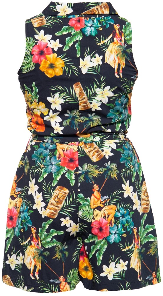 QueenKerosinVintageJumpsuitmittropischemAll-Over-MusterQK4201719147Schwarz