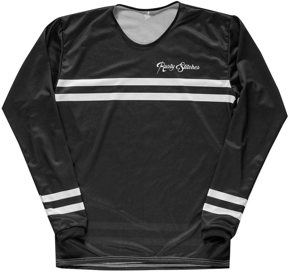 RustyStitchesMotorradHemdJerseyFlattrackStripes68750BlackWhite-XL