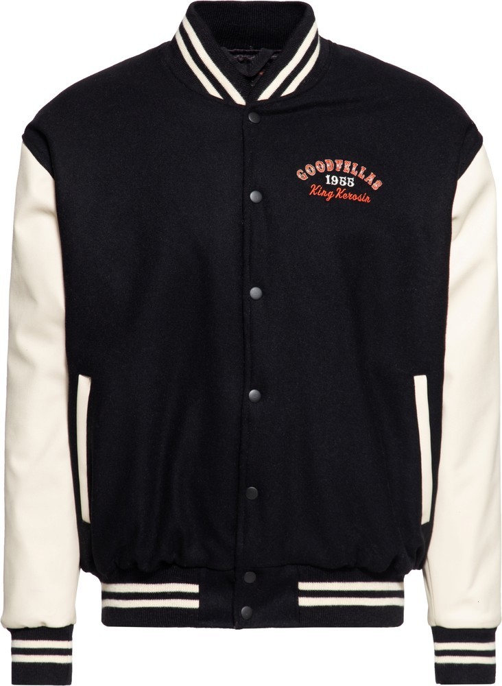 KingKerosinGoodfellasBeerBaseballLederJackeSchwarz