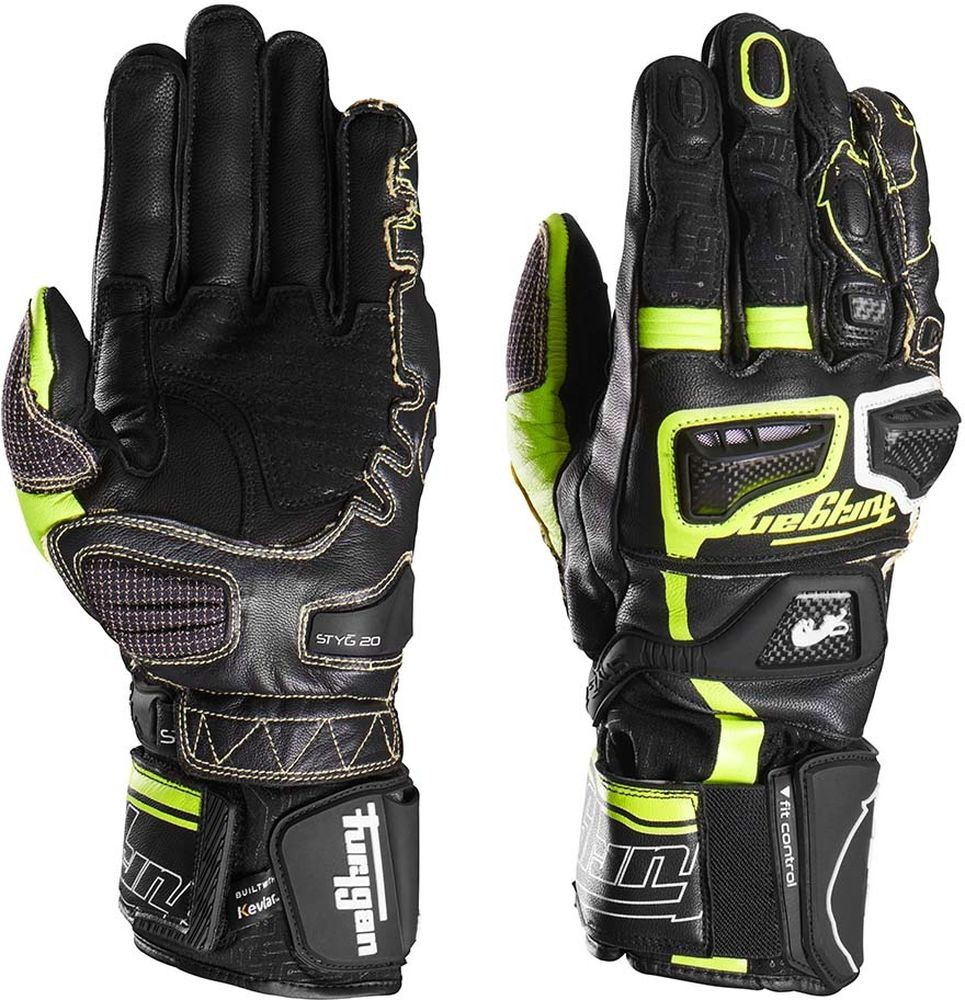 FuryganMotorradHandschuhe4566-148GlovesStyg20X65330Black-White-Yellow-S
