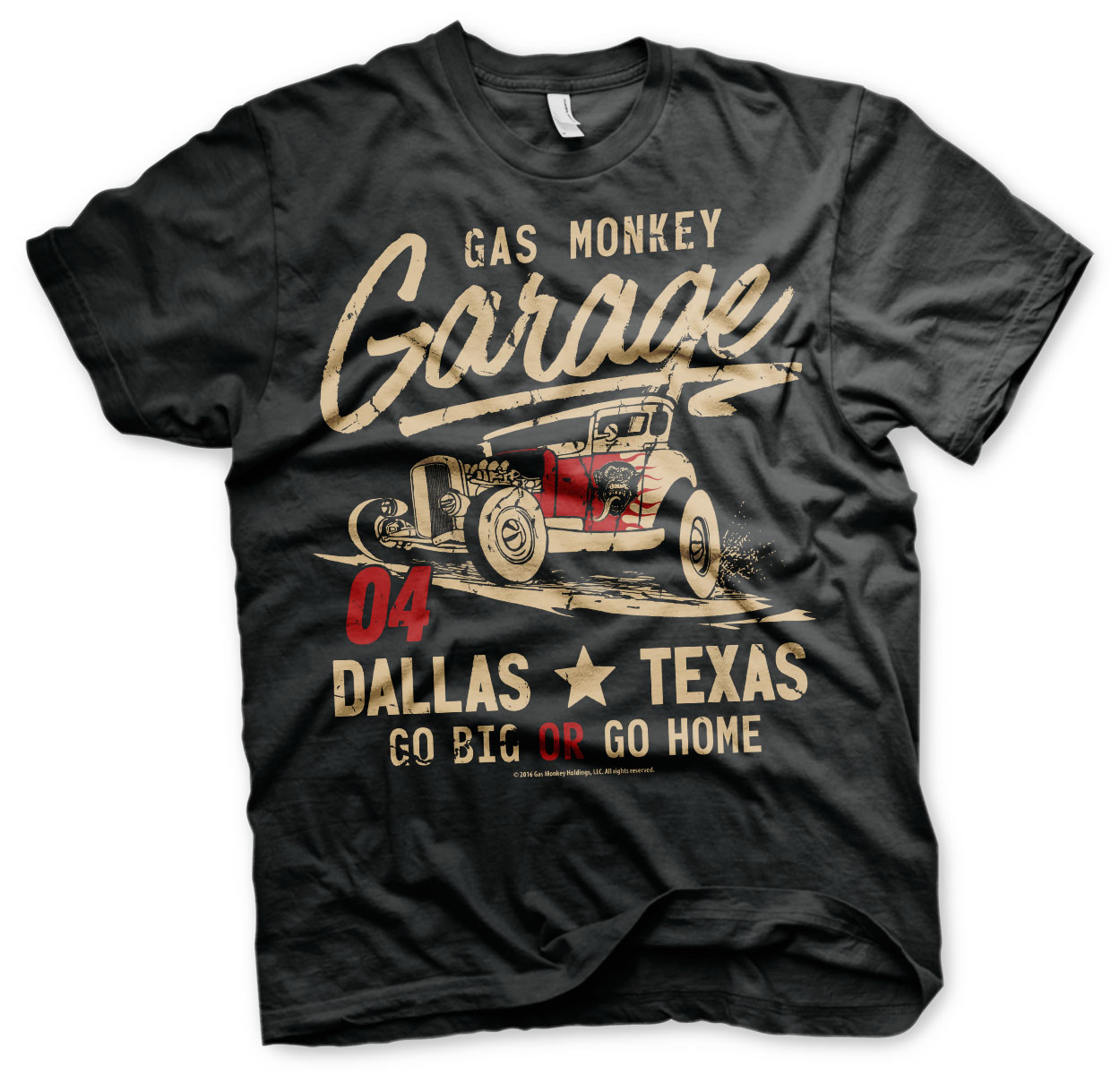 GasMonkeyGarageT-ShirtGoBigOrGoHomeBlack