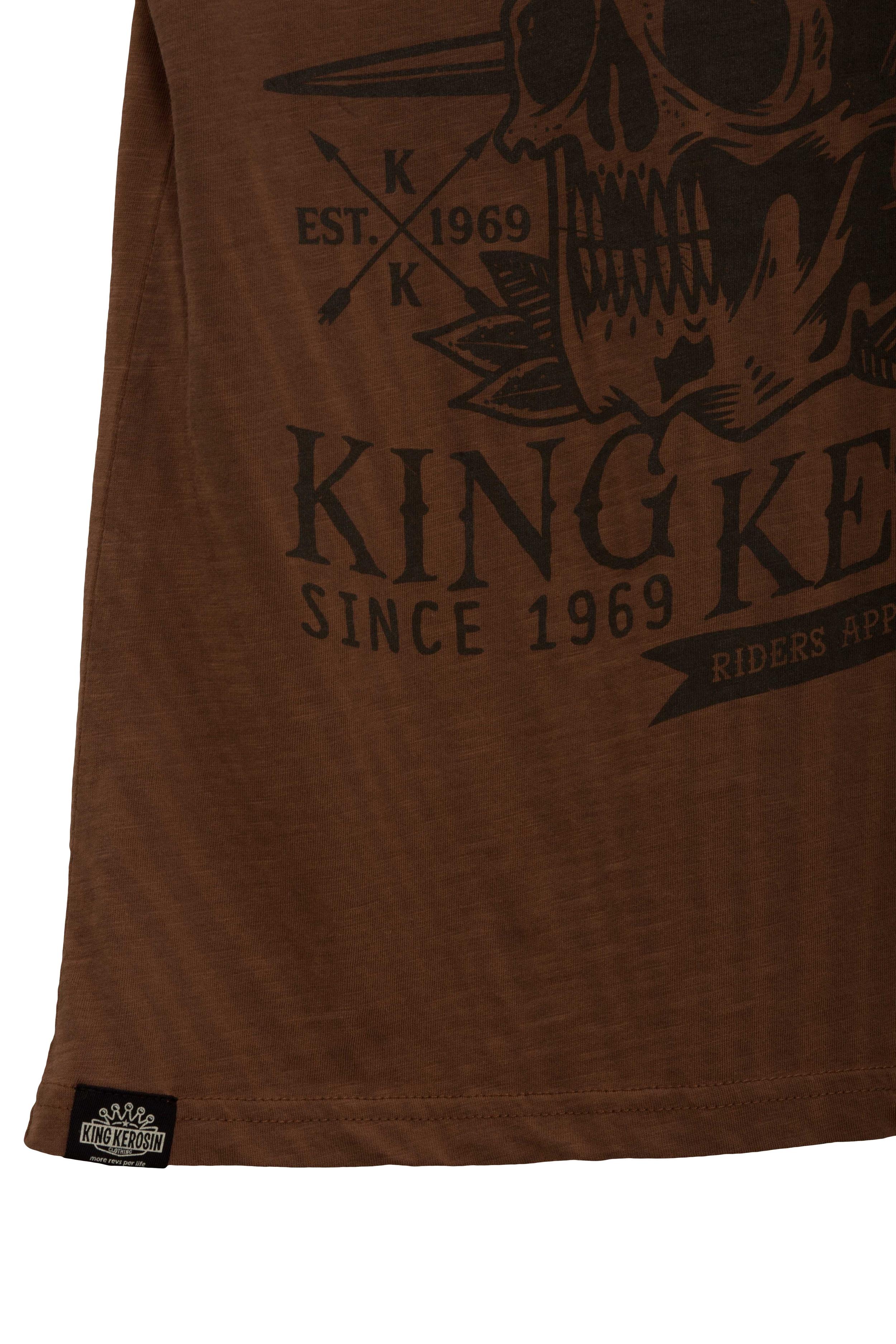 KingKerosinT-ShirtBikersWorkWatercolourBrown