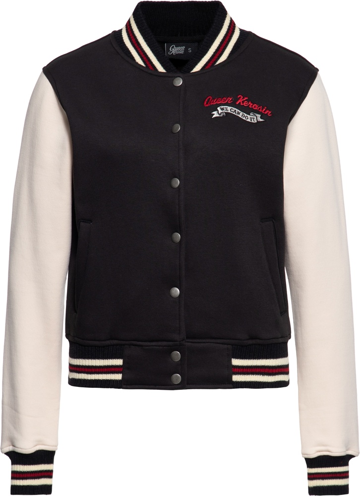 QueenKerosinDamenCollegeSweatJacketWeCanDoItQKI34001Black-XS