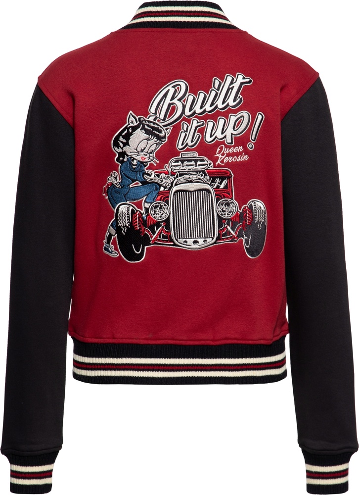 QueenKerosinDamenCollegeSweatJacketBuiltItUpQKI34002Red-XS