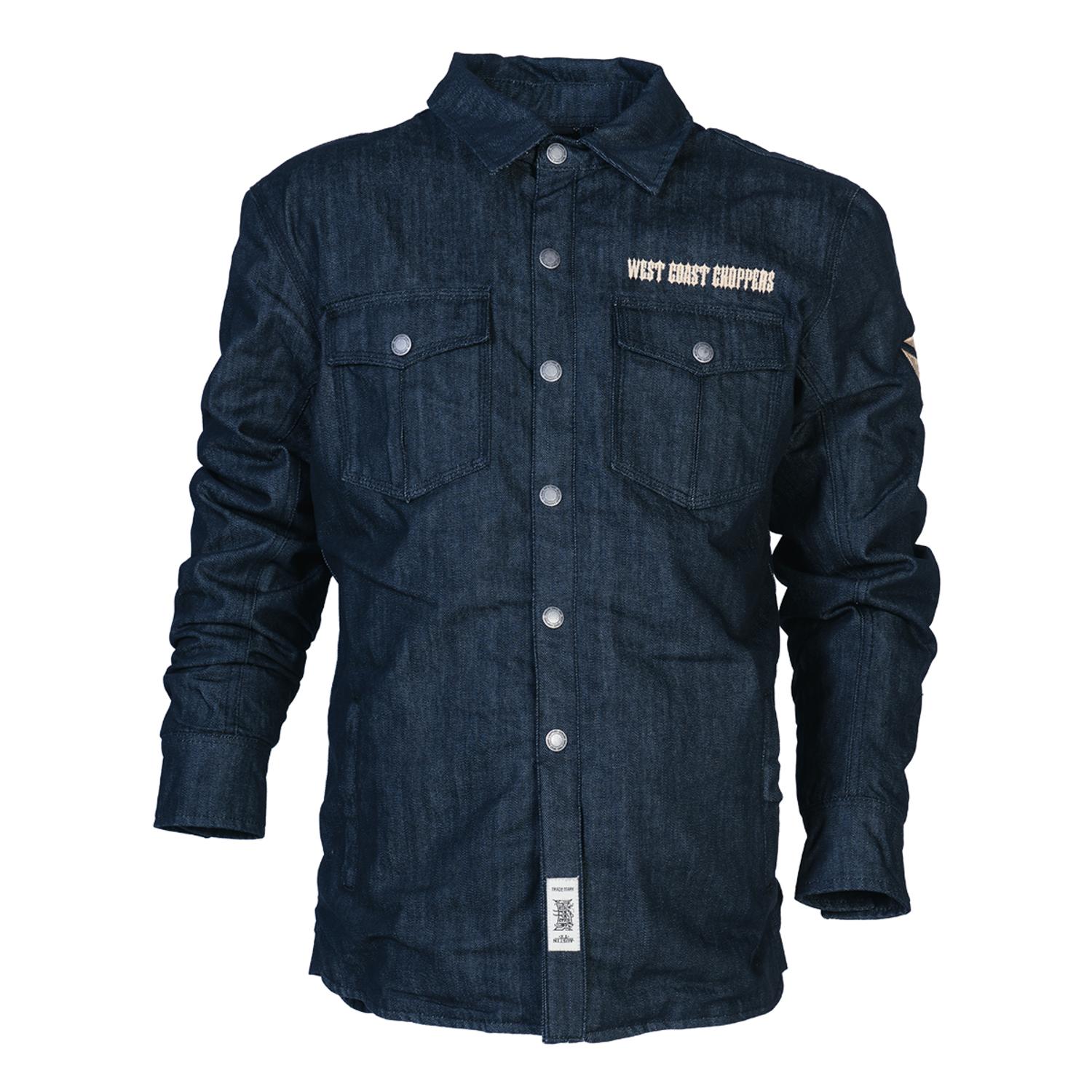 WCCWestCoastChoppersMotorradHemdRidingJacketRawDenimBlue