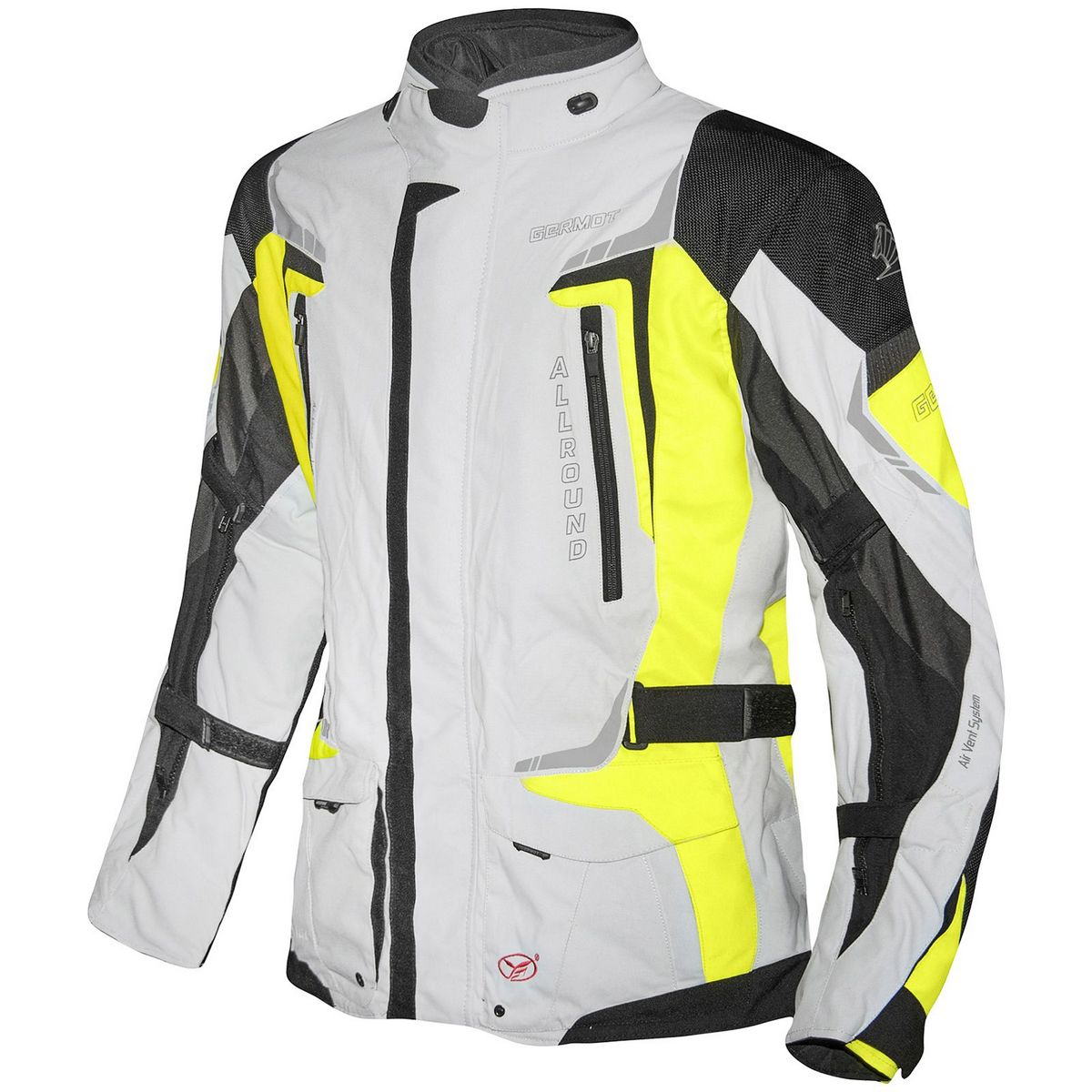 GermotHerrenMotorradJackeTextiljackeAllroundHellgrauGelb