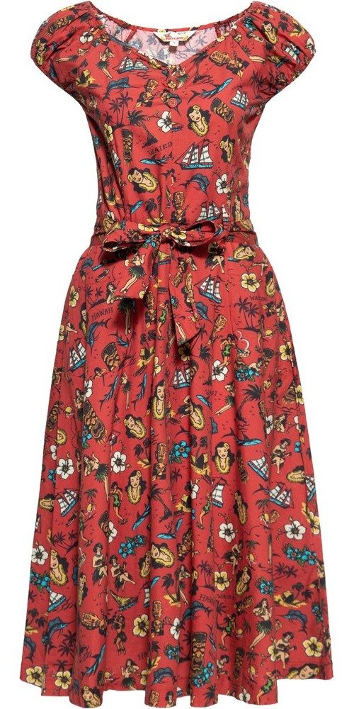 QueenKerosinDamenSwingKleidRot-3XL