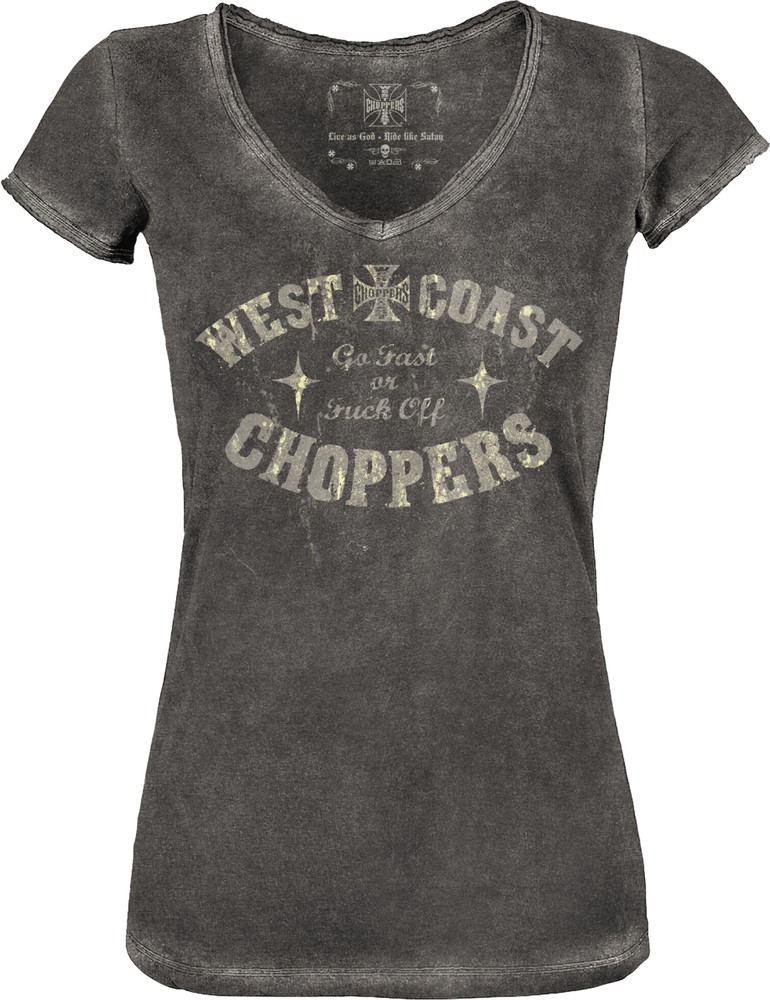 WCCWestCoastChoppersFemaleShirtsGoFastVNeck