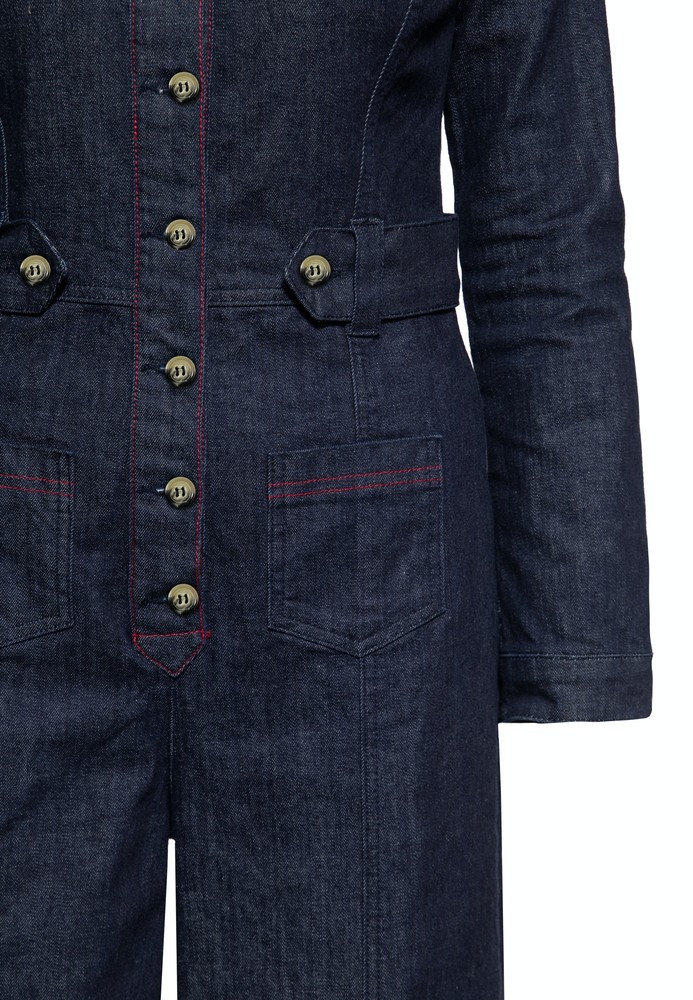 QueenKerosinDamenRosesWesternOverallDenim