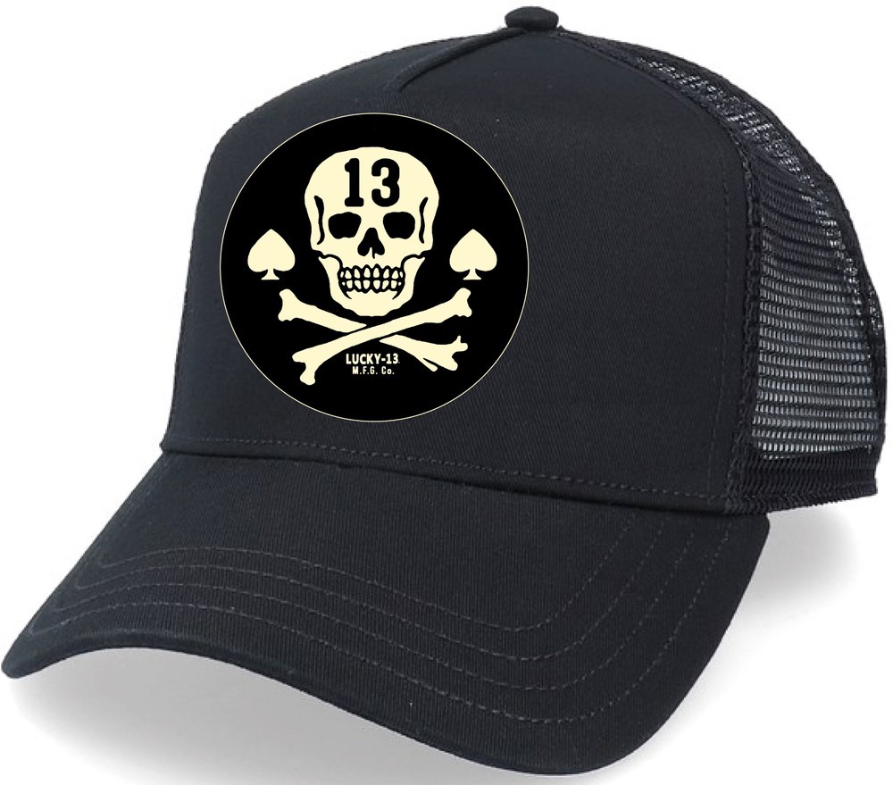 Lucky13CapPirateSkull-TruckerHat